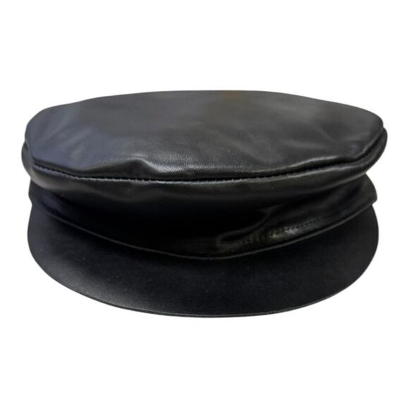 Lack Of Color Biker Cap Hat Size Medium Leather Black - Picture 6 of 7